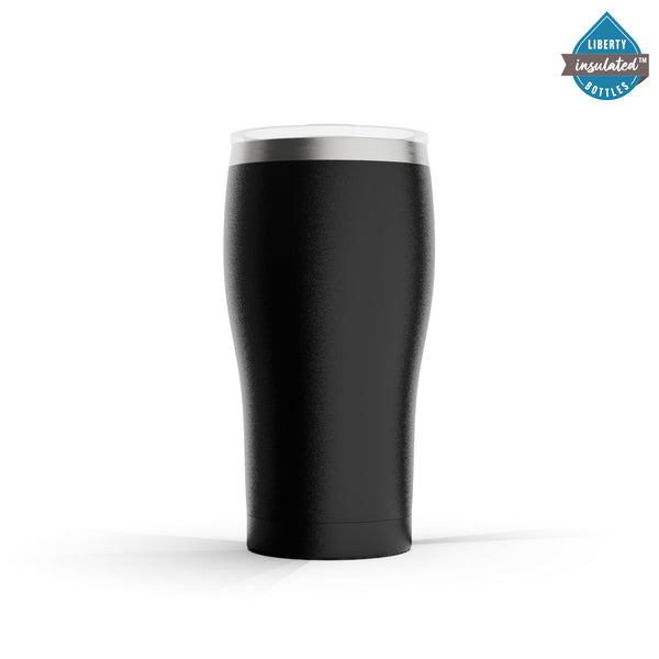 A black tumbler