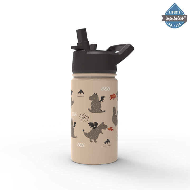 A dragon childrens design on an insulated bottle