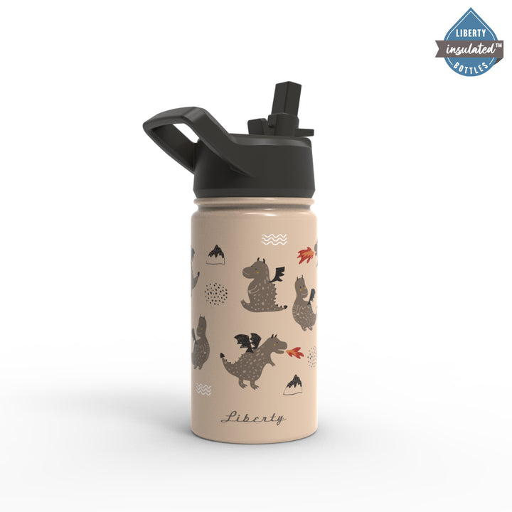 A dragon childrens design on an insulated bottle