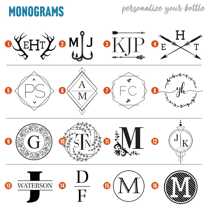Custom engraving monogram options